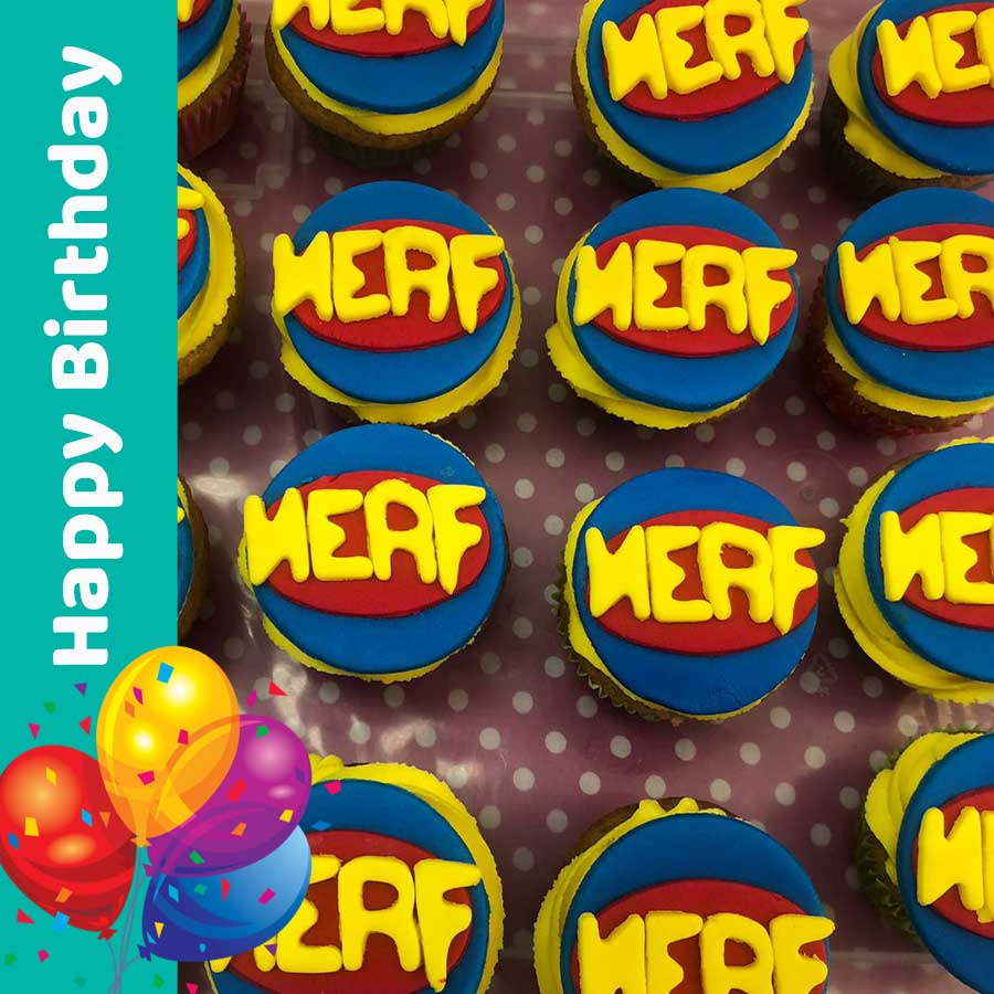 12x Nerf Gun Cupcake Toppers. Party Supplies Lolly Loot Bags Cake Flag  Bunting | eBay