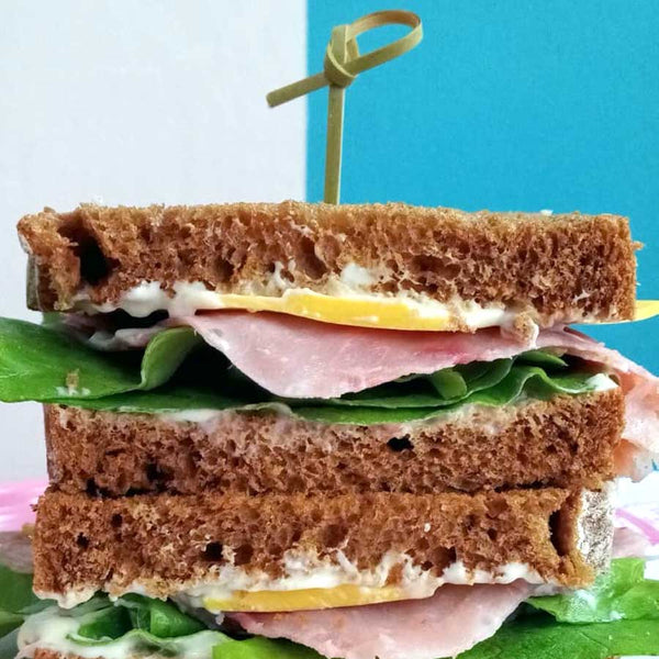 Rye Bread with Ham, Cheese & Lettuce